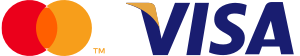 Mastercard logo, Visa logo, American Express logo