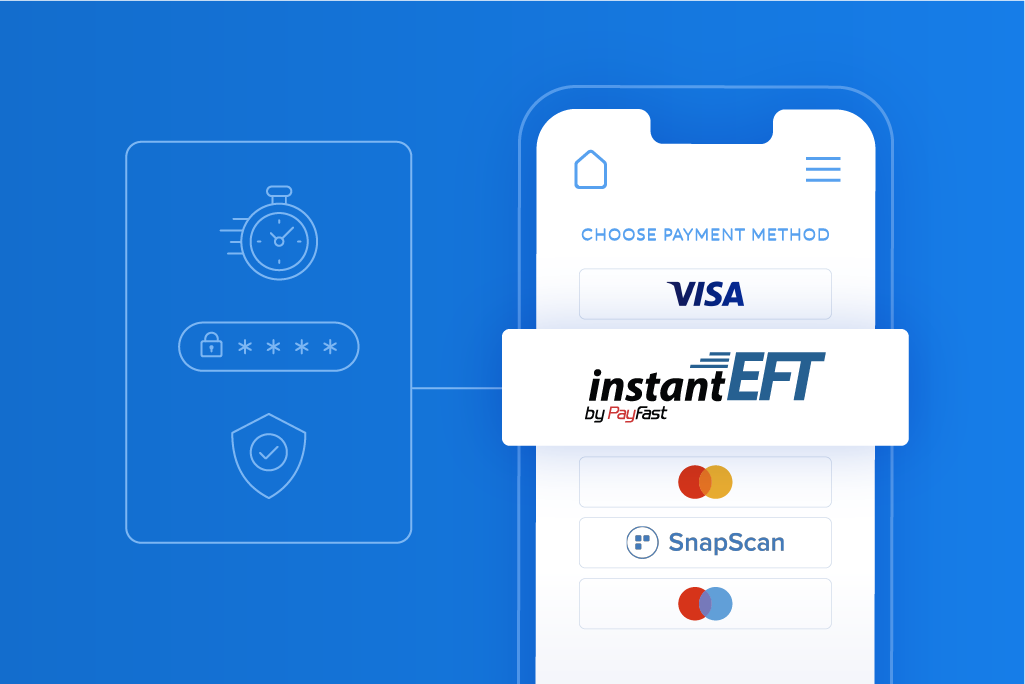 Instant EFT by PayFast payment method displayed on a mobile phone