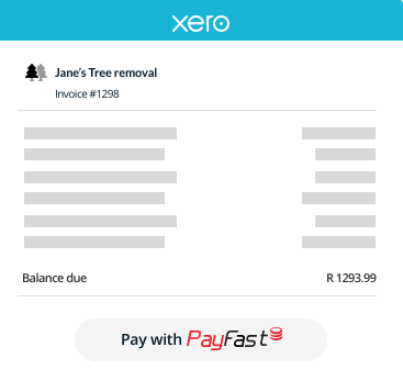 Xero dashboard with a pay with PayFast button 