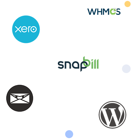 Xero logo, Invoice Ninja logo, WordPress logo, Snapbill logo, WHMCS logo, integrate with PayFast and accept online payments